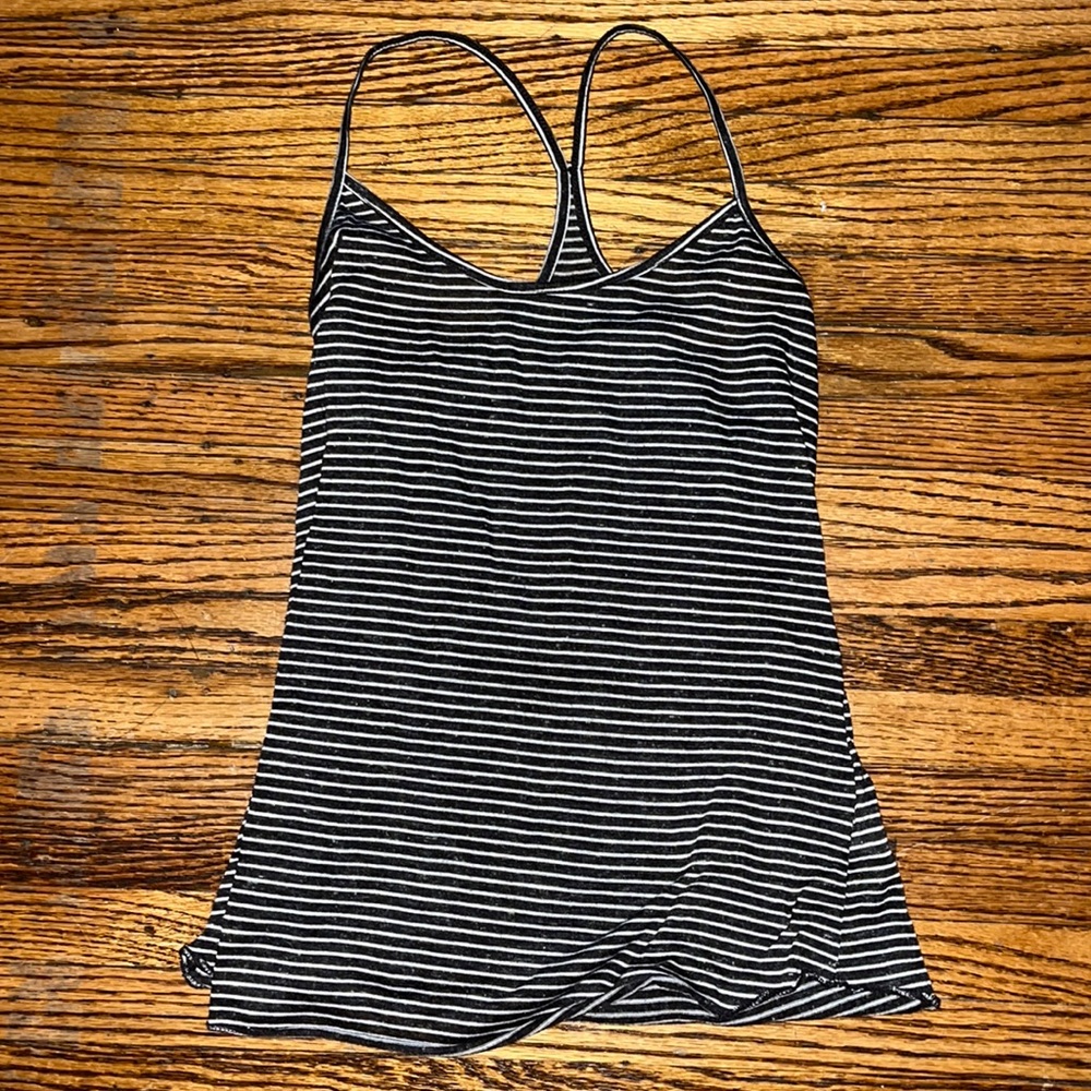 Urban outfitters striped racer back spaghetti strap tank, black and white